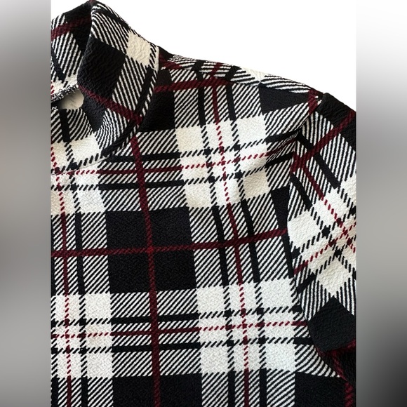 Short Sleeve Mock Neck Short Sleeve Cropped Top Womens Small Preppy Check Plaid - Picture 2 of 2